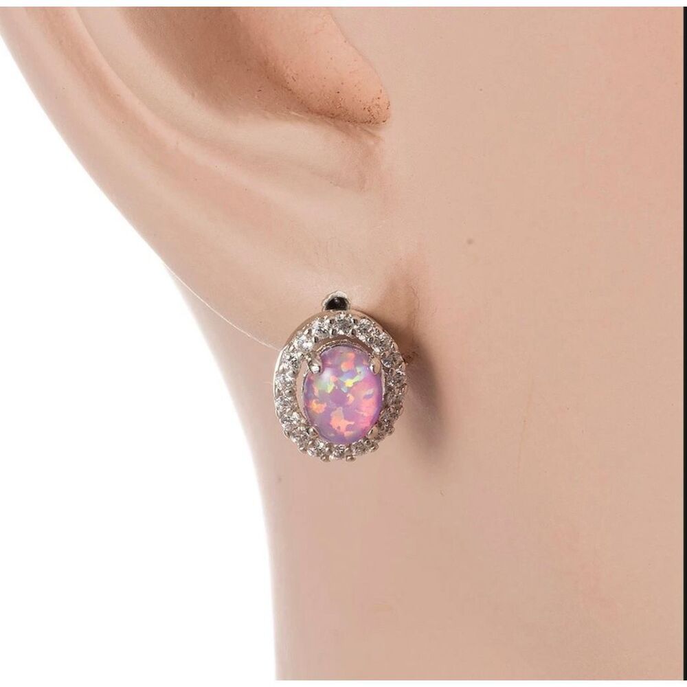 Lavender Fire Opal Earrings - Picture 4 of 8